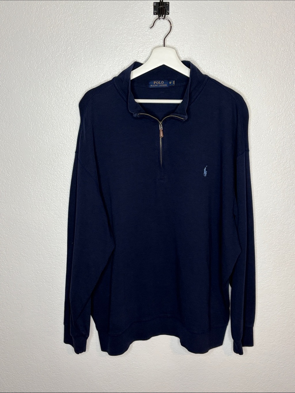 Polo Ralph Lauren Navy Quarter Zip Pull Over Size 2XB Classic Preppy Office